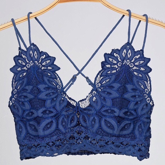 Other - Double Strap Scalloped Lace Bralette Blue